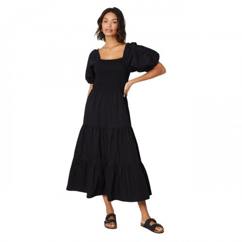 Front - Dorothy Perkins Womens/Ladies Shirred Puff Sleeve Midi Dress
