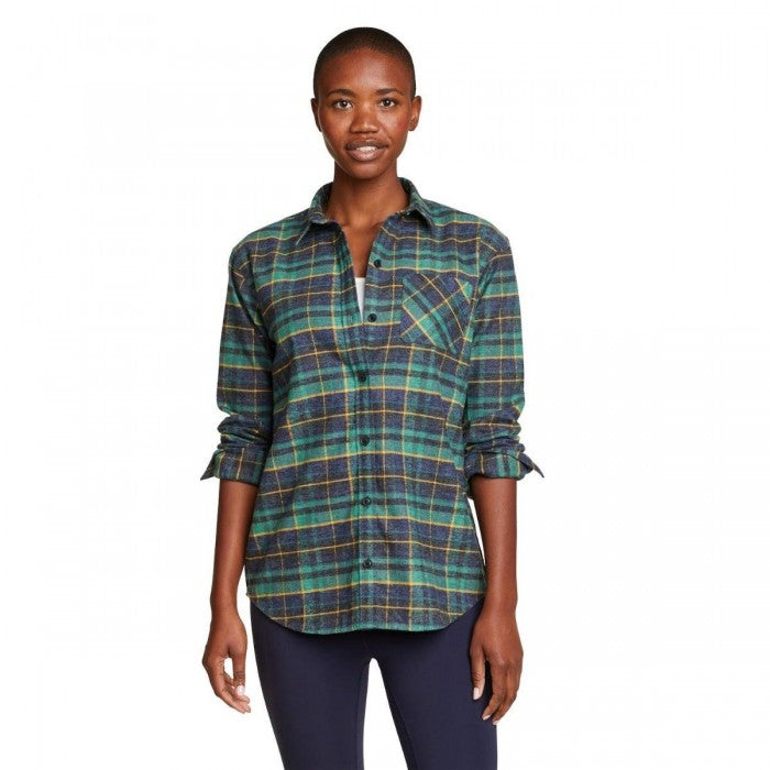 Front - Eddie Bauer Womens/Ladies Hemplify Checked Flannel Shirt