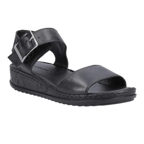 Pink - Front - Hush Puppies Womens-Ladies Ellie Leather Wedge Sandals