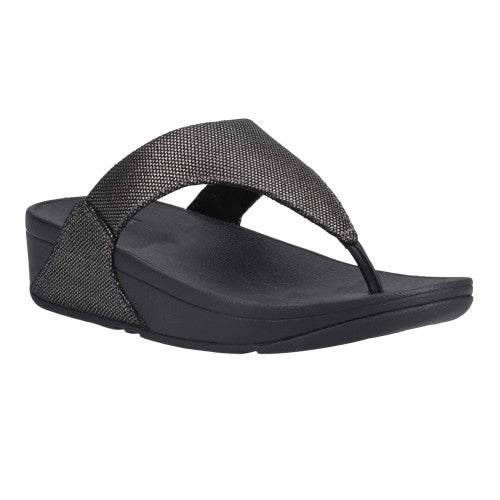 Front - FitFlop Womens/Ladies Lulu Glitz Leather Toe Post Sandals