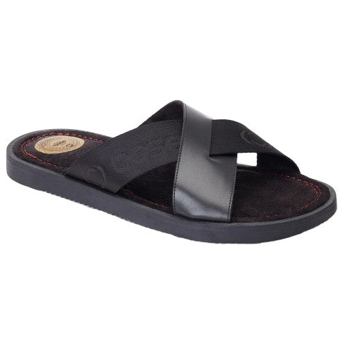 Front - Base London Mens Webb Leather Sliders
