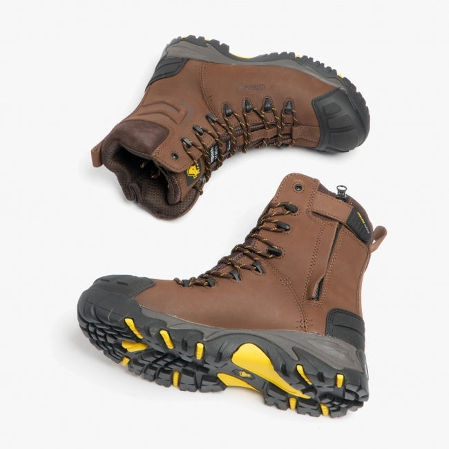 Brown - Close up - Amblers Mens AS995 Pillar Composite Waterproof Zip Safety Hi-Boot
