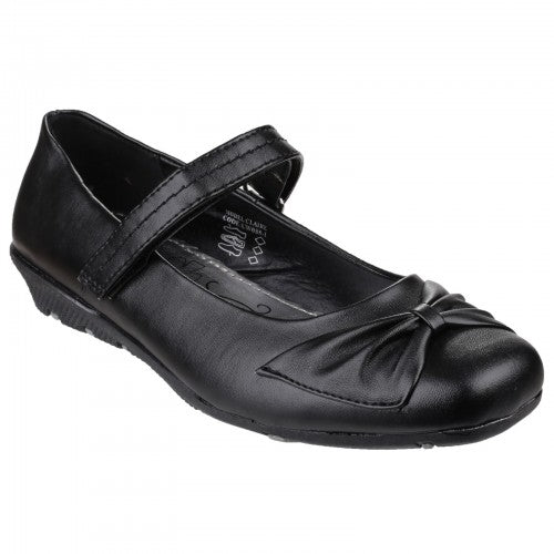 Front - US Brass Childrens Girls Claire Touch Fastening Bar Shoe