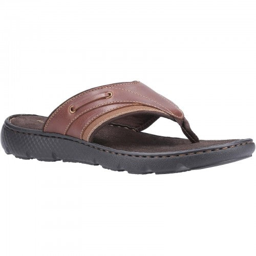 Front - Hush Puppies Mens Connor Leather Flip Flop