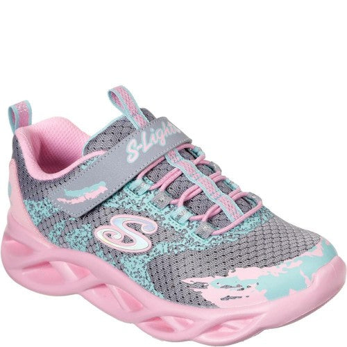 Front - Skechers Girls S Lights Twisty Brights Trainers