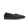 Navy - Back - Mirak Stag Mens Slip-On Slipper - Classic Mens Slippers