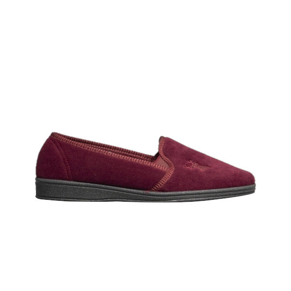 Wine - Back - Mirak Stag Mens Slip-On Slipper - Classic Mens Slippers