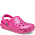 Flamingo Pink - Front - Crocs Childrens-Kids Glitter Lined Clogs