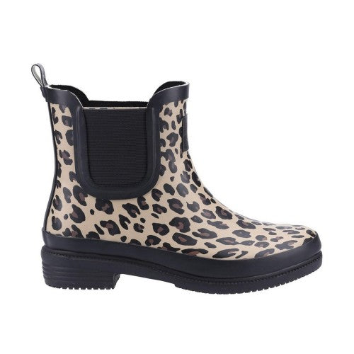 Front - Hush Puppies Womens/Ladies Minnie Leopard Print Wellington Boots