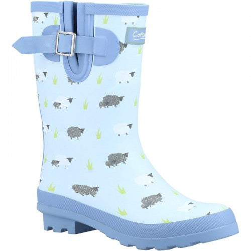 Front - Cotswold Womens/Ladies Farmyard Sheep Mid Calf Wellington Boots