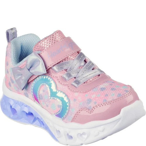 Front - Skechers Girls Flutter Kind Spirit Hearts Light Up Trainers