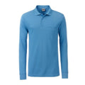 Front - James and Nicholson Mens Workwear Long Sleeve Pocket Polo