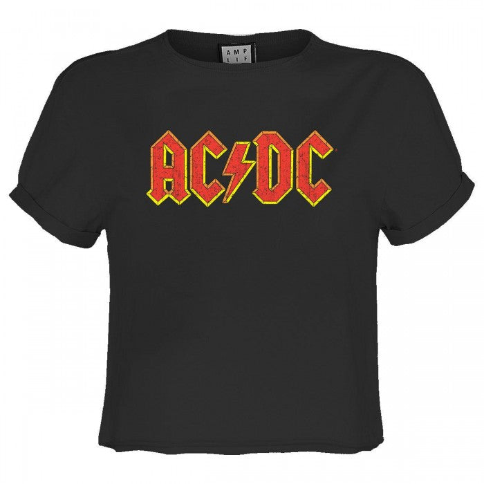 Front - Amplified Womens/Ladies AC/DC Logo Crop Top