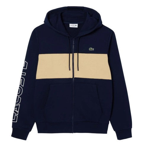Front - Lacoste Mens Colour Block Full Zip Hoodie
