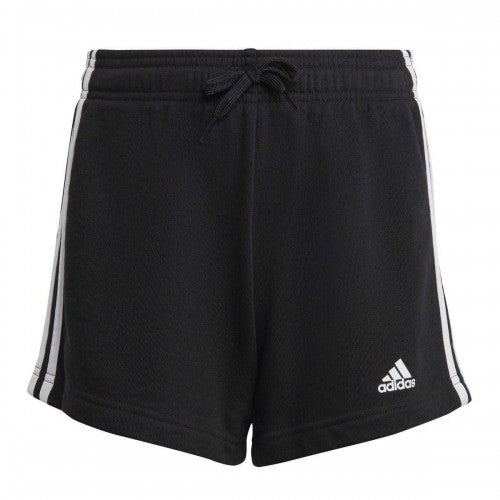 Front - Adidas Girls Fleece 3 Stripes Shorts