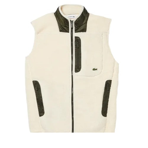 Front - Lacoste Mens Sherpa Fleece Gilet