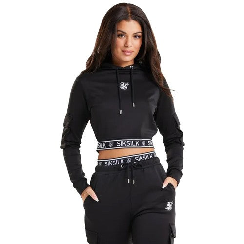 Front - SikSilk Womens/Ladies Cargo Crop Hoodie