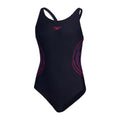 Front - Speedo Girls Placement Muscleback One Piece Swimsuit