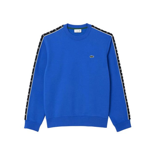 Front - Lacoste Mens Logo Strip Crew Neck Sweatshirt