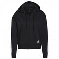 Front - Adidas Womens/Ladies Essentials Striped Loose Fit Full Zip Hoodie