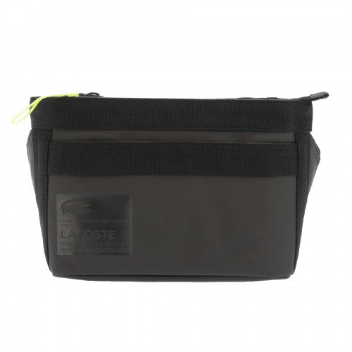 Front - Lacoste Printed Signature Water Repellent Crossbody Bag