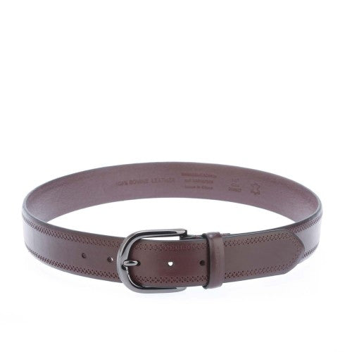 Front - Ted Baker Picolt Brogue Detailing Bovine Leather Belt
