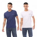 Front - Armani Mens Crew Neck Lounge T-Shirt (Pack of 2)