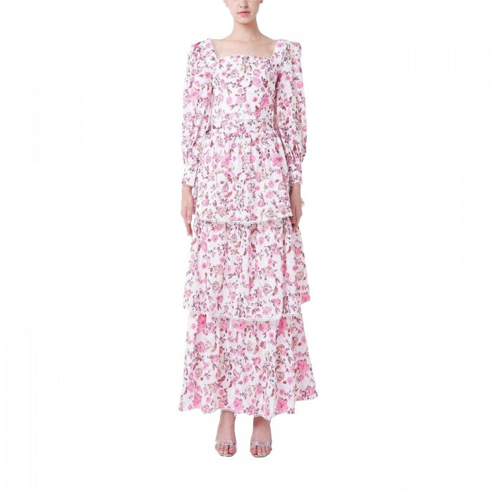 Front - Special Occasion Womens/Ladies Floral Cut Out Regular Maxi Dress