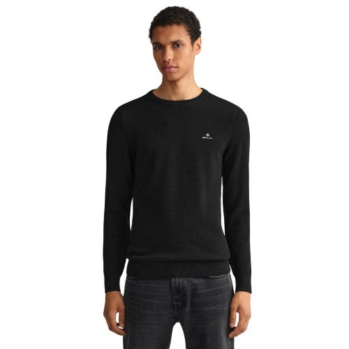 Front - Gant Mens Cotton Pique Crew Neck Sweatshirt