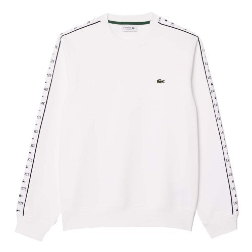 Front - Lacoste Mens Logo Strip Crew Neck Sweatshirt