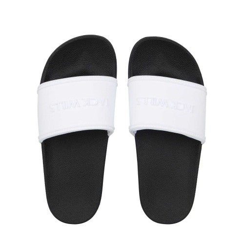 White-Black - Side - Jack Wills Womens-Ladies Logo Padded Flat Sliders
