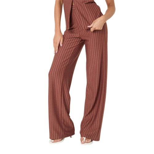 Front - I Saw It First Womens/Ladies Pinstripe Wide Leg Trousers