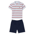 Front - Lacoste Baby Stripe Organic Cotton Top & Bottom Set