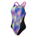 Front - Speedo Womens/Ladies Recordbreaker Digital All-Over Print Training One Piece Swimsuit