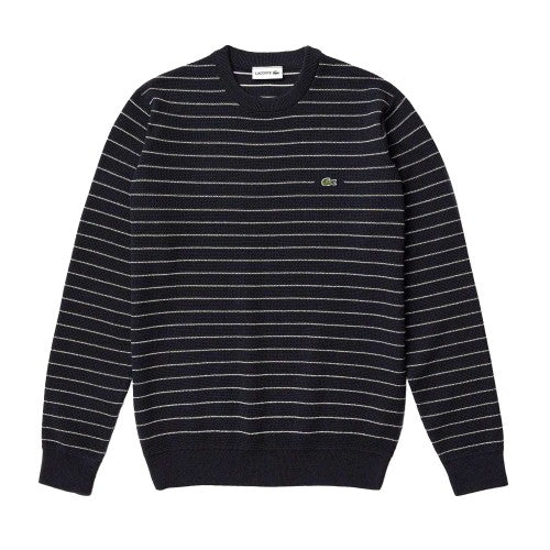 Front - Lacoste Mens Textured Stripe Cotton Sweatshirt