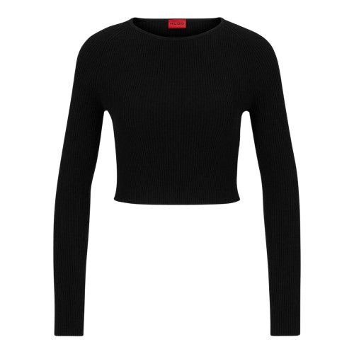 Front - Hugo Womens/Ladies Saneriny Cropped Long-Sleeved Jumper