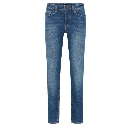 Front - Boss Mens Leather Badge Tapered Jeans