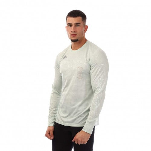 Front - Adidas Mens Global Long-Sleeved Running T-Shirt