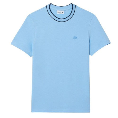 Front - Lacoste Mens Pique Striped Neckline T-Shirt
