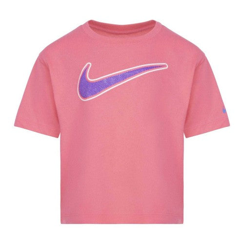 Front - Nike Girls Swoosh Varsity T-Shirt