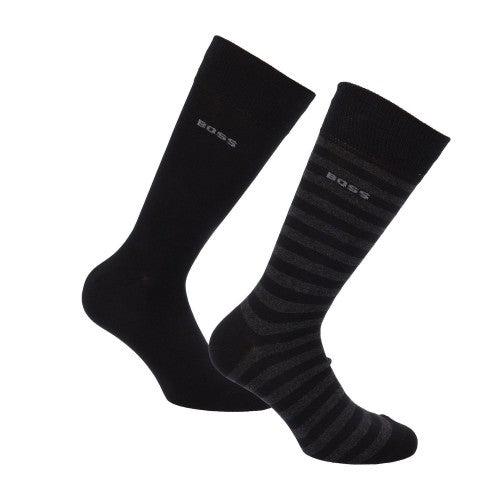 Front - Hugo Boss Mens Striped Crew Socks (Pack of 2)