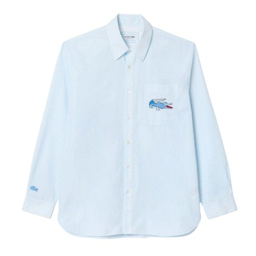 Front - Lacoste Mens Crocodile Badge Relaxed Fit Shirt
