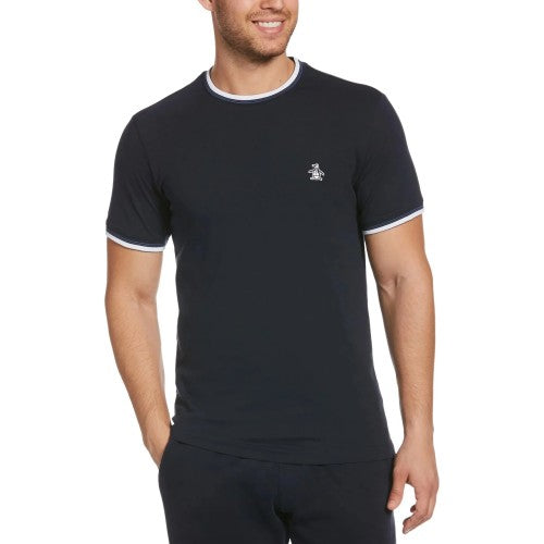 Front - Original Penguin Mens Sticker Pete Ringer Tipped T-Shirt