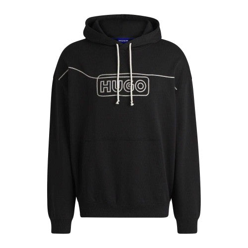 Front - Hugo Mens Noiderhood Logo Stitch Detail Hoodie