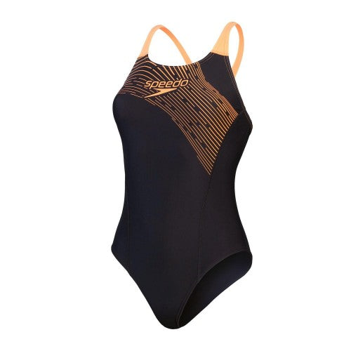 Front - Speedo Womens/Ladies Medley Medalist Logo One Piece Swimsuit