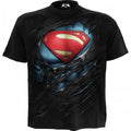 Front - Superman Unisex Adult Ripped T-Shirt