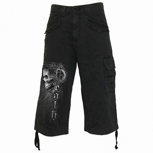 Front - Spiral Direct Unisex Adult Death Forever 3/4 Length Cargo Shorts