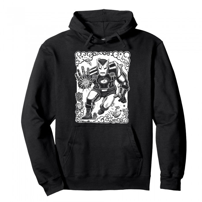 Front - Iron Man Unisex Adult Linocut Hoodie