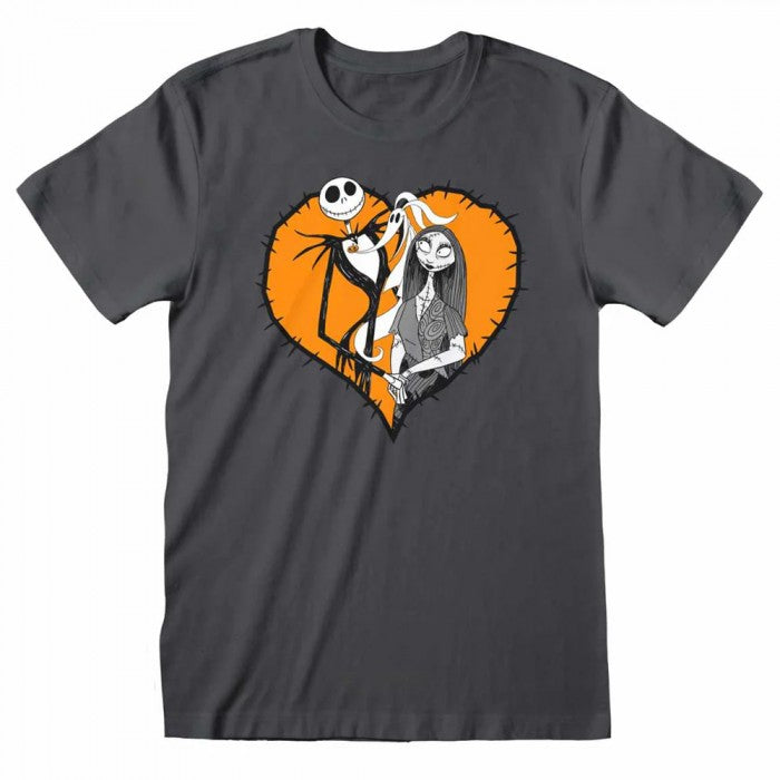 Front - Nightmare Before Christmas Unisex Adult Heart T-Shirt