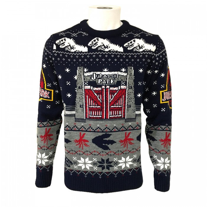 Front - Jurassic Park Unisex Adult Gates Christmas Jumper